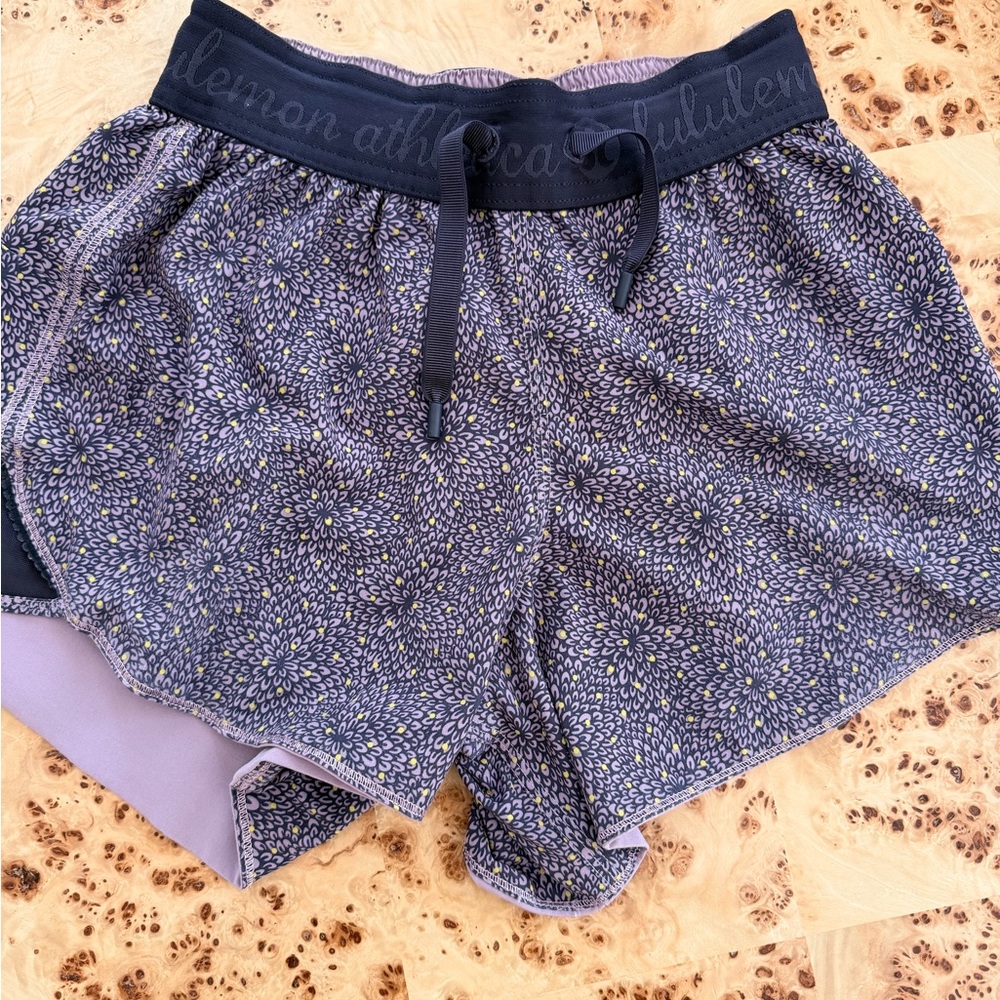 lululemon athletica Lavender Floral Print Athletic Shorts